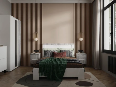 Тумба прикроватная Ливерпуль, белый / бетон светлый 