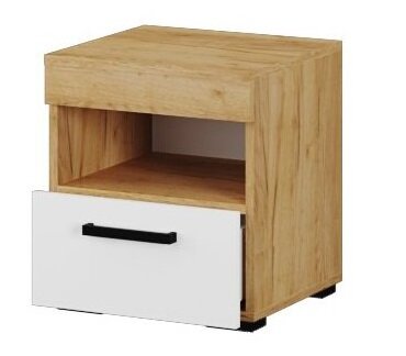 Тумба прикроватная Адель, дуб крафт золотой + белый 