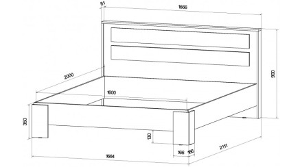 Кровать двуспальная Ленора, Дуб вотан/Кашемир 