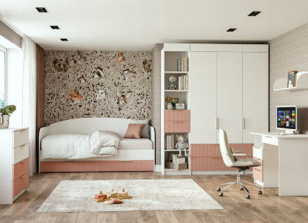 Модульная детская Лавис, Белый / Персик 