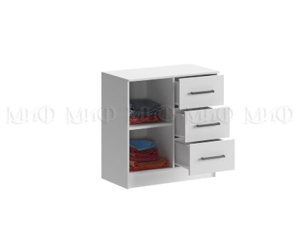 Комод 3 ящика и дверь Бася, белый 